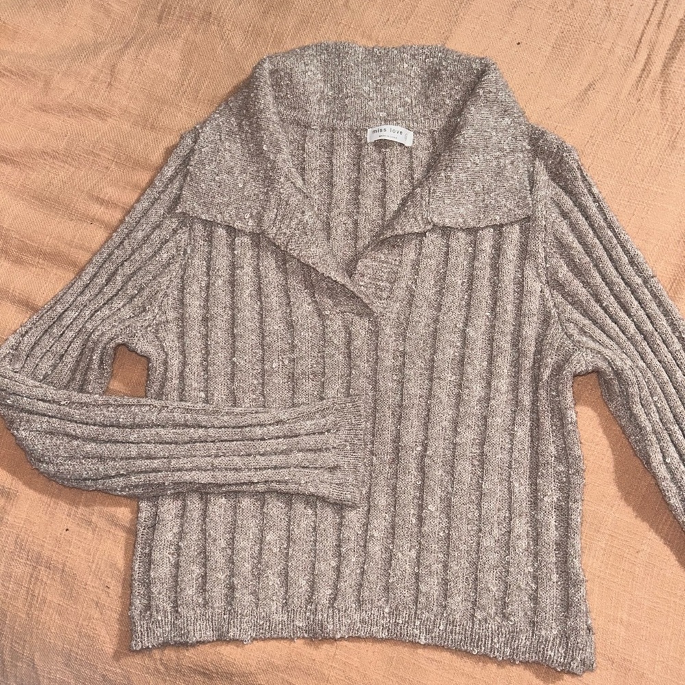 Long Sleeve Tan Top with Collar